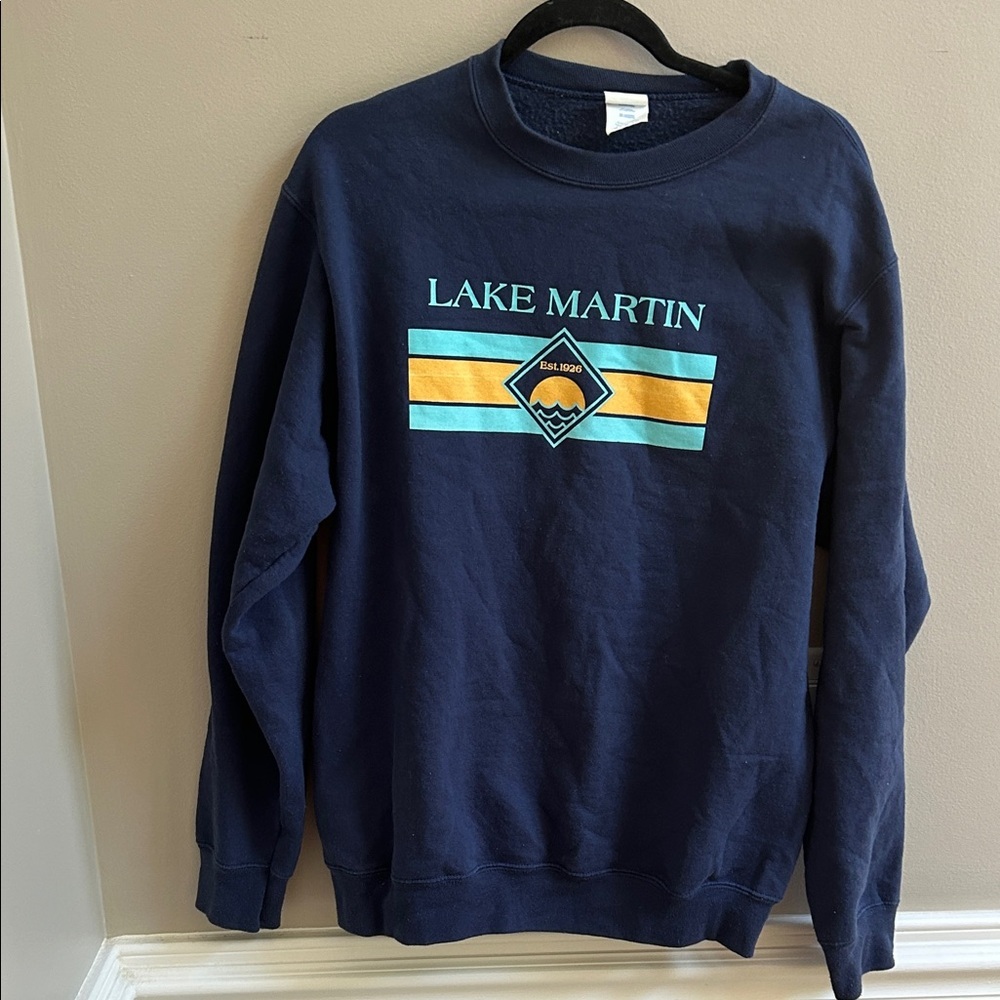 Lake Martin Alabama Graphic Crewneck Navy Pullover Sweatshirt Size Medium